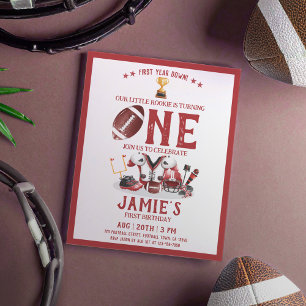 Lámina Invitación de primer cumpleaños al fútbol acuarela