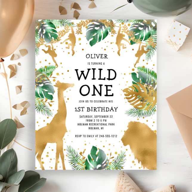 Lámina Invitación de primer cumpleaños de Budget Wild One (Subido por el creador)