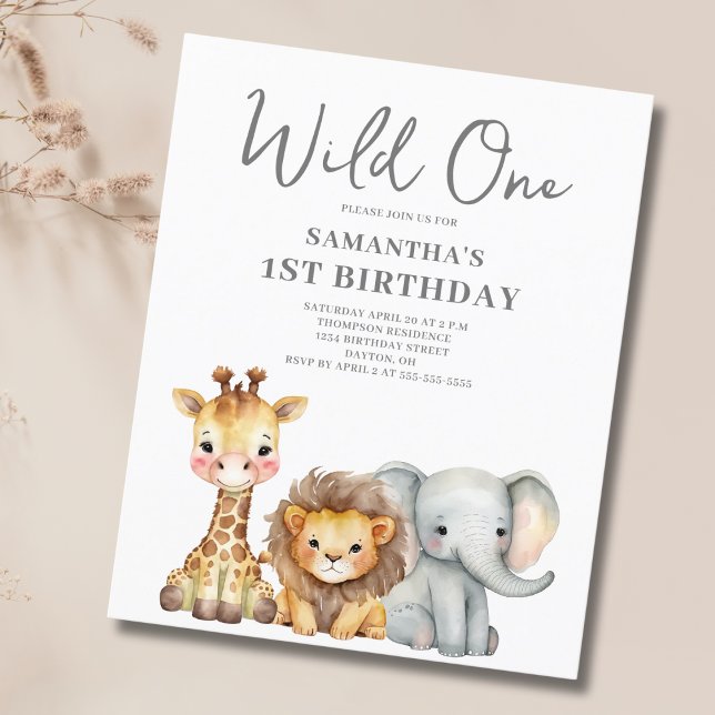 Lámina Invitación de primer cumpleaños de Budget Wild One (Subido por el creador)