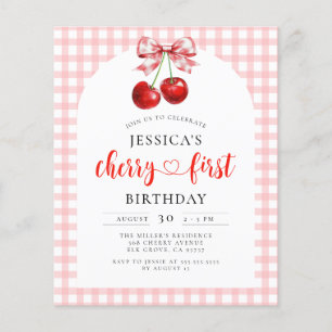 Lámina Invitación de primer cumpleaños de Coquette Cherry