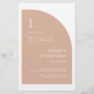 Lámina Invitación de primer cumpleaños de Rubor Rosado de