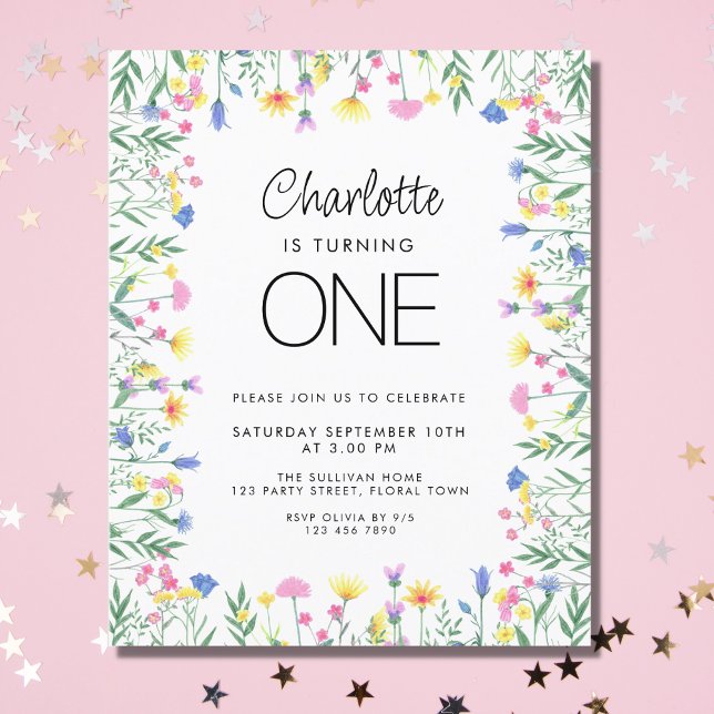 Lámina Invitación de primer cumpleaños del Chica de Flor  (Subido por el creador)