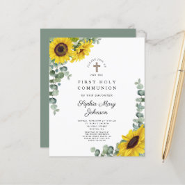 Lámina Invitación de Primera Comunión con Girasoles y Euc