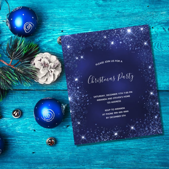 Lámina Invitación de purpurina azul Fiesta Navidades de p (Subido por el creador)
