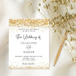 Lámina Invitación de purpurina de oro blanco boda de pres