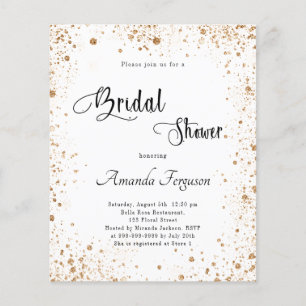 Lámina Invitación de purpurina de oro blanco Budget Brida