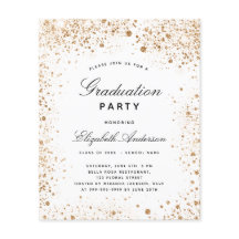 Invitación de purpurina de oro blanco para graduac