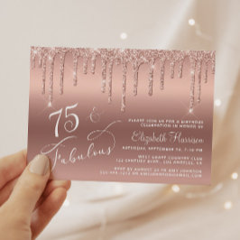 Lámina Invitación de Purpurina de oro Rosa de cumpleaños 