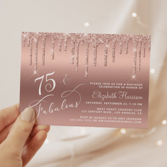 Lámina Invitación de Purpurina de oro Rosa de cumpleaños  (Subido por el creador)