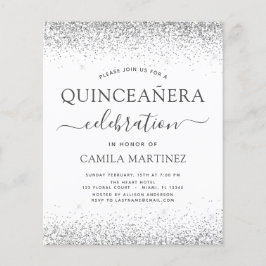 Lámina Invitación de Purpurina Quinceanera White Silver p