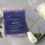 Lámina Invitación de purpurina rosa azul marino 16 Sweet<br><div class="desc">Una invitación moderna,  elegante y glamurosa para una fiesta de 16 y 16 años. Un fondo azul marino,  decorado con un polvo falso purpurina rosa. El color azul es desigual. Personalice y agregue su nombre y detalles del fiesta.</div>