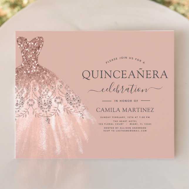 Lámina Invitación de Purpurina rosa Rubor Quinceanera de  (Subido por el creador)