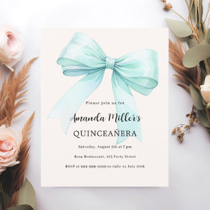 Lámina Invitación de Quinceanera a la crema verde verde a