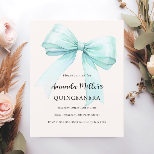 Lámina Invitación de Quinceanera a la crema verde verde a (Subido por el creador)