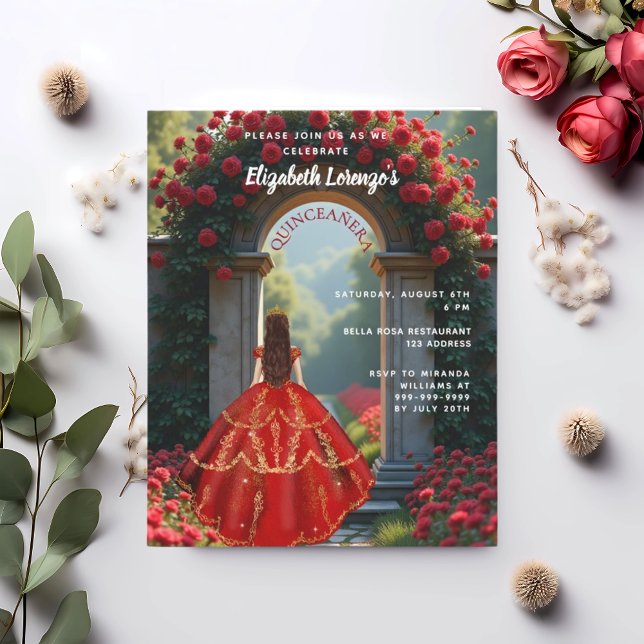 Lámina Invitación de Quinceanera a rosas de vestimenta de (Subido por el creador)