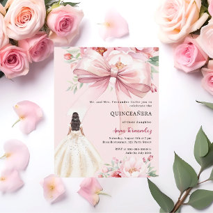 Lámina Invitación de Quinceanera a vestir con flores en e
