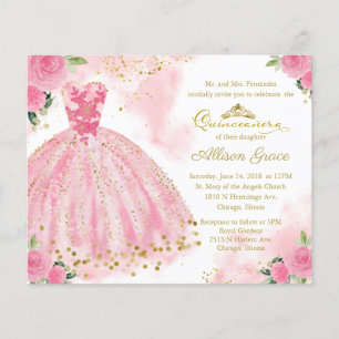 Lámina Invitación de Quinceañera Bilingüe Presupuesto Ves