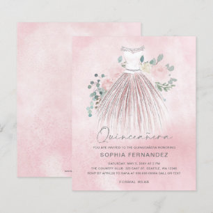 Lámina Invitación de Quinceañera con brillo dorado Presup