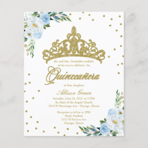 Lámina Invitación de Quinceañera de Presupuesto Bilingüe 