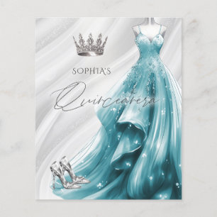 Lámina Invitación de Quinceañera de vestido azul teñido e