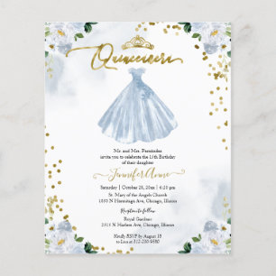 Lámina Invitación de Quinceañera Económica Vestido Floral