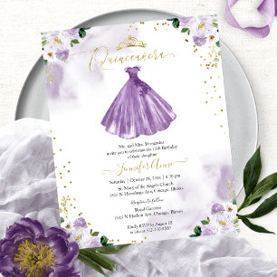 Lámina Invitación de Quinceañera Económica Vestido Floral