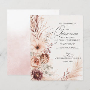 Lámina Invitación de Quinceañera Pampas Terracota Boho Ec