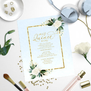 Lámina Invitación de Quinceañera Presupuesto Azul Español