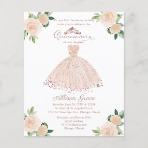 Lámina Invitación de Quinceañera Presupuesto Bilingüe Ves