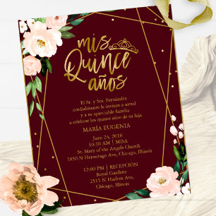 Lámina Invitación de Quinceañera Presupuesto Español Burd