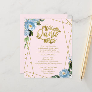 Lámina Invitación de Quinceañera Presupuesto Español Rosa