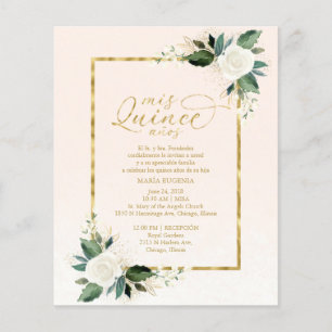 Lámina Invitación de Quinceañera Presupuesto Español Rosa
