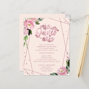 Lámina Invitación de Quinceañera Presupuesto Rosa Blush E