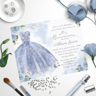 Lámina Invitación de Quinceañera Presupuesto Vestido Azul