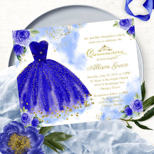 Lámina Invitación de Quinceañera Presupuesto Vestido Azul