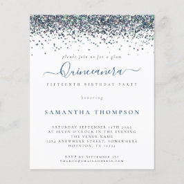 Lámina Invitación de Quinceañera, Purpurina azul de Peaco
