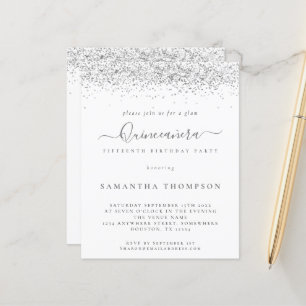 Lámina Invitación de Quinceañera Purpurina de Plata de Gl