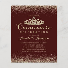 Lámina Invitación de Quinceañera Tiara de Oro Rojo de Bor