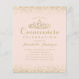 Lámina Invitación de Quinceañera Tiara de Oro Rosado de R