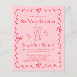 Lámina Invitación de recepción de boda caprichosa roja y