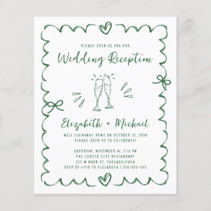 Lámina Invitación de recepción de boda caprichosa verde