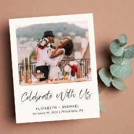 Lámina Invitación de recepción de boda con foto en crema