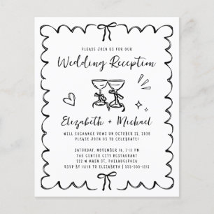 Lámina Invitación de recepción de boda con marco ondulado