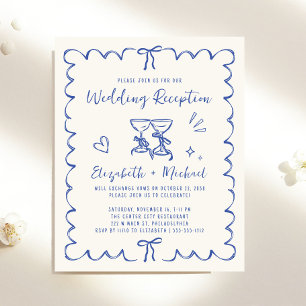 Lámina Invitación de recepción de boda con marco ondulado