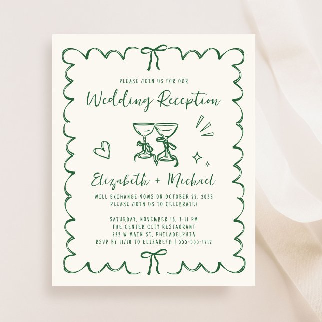 Lámina Invitación de recepción de boda con marco ondulado (From private vows to a grand party - invite family and friends to celebrate your marriage!)