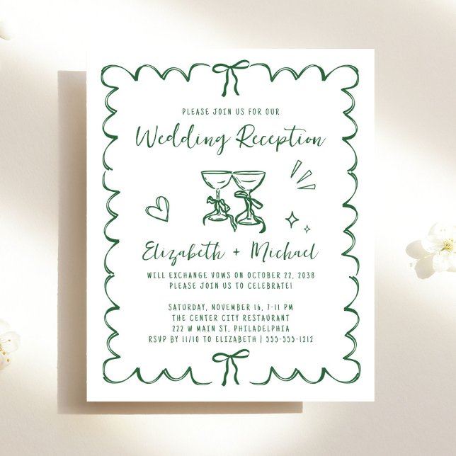 Lámina Invitación de recepción de boda con marco ondulado (From private vows to a grand party - invite family and friends to celebrate your marriage!)