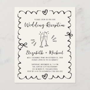 Lámina Invitación de recepción de boda con marco ondulado