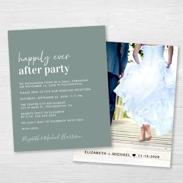 Lámina Invitación de recepción de boda con presupuesto li (An chic Happily Ever After Party photo invitation for your wedding celebration)