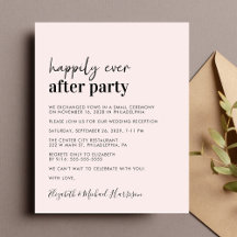 Invitación de recepción de boda rosada con presupu