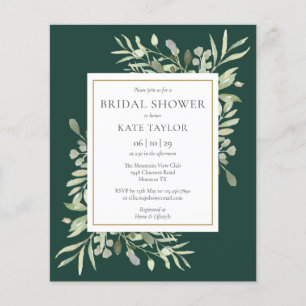 Lámina Invitación de Regader de Boda Verde Esmeralda Econ